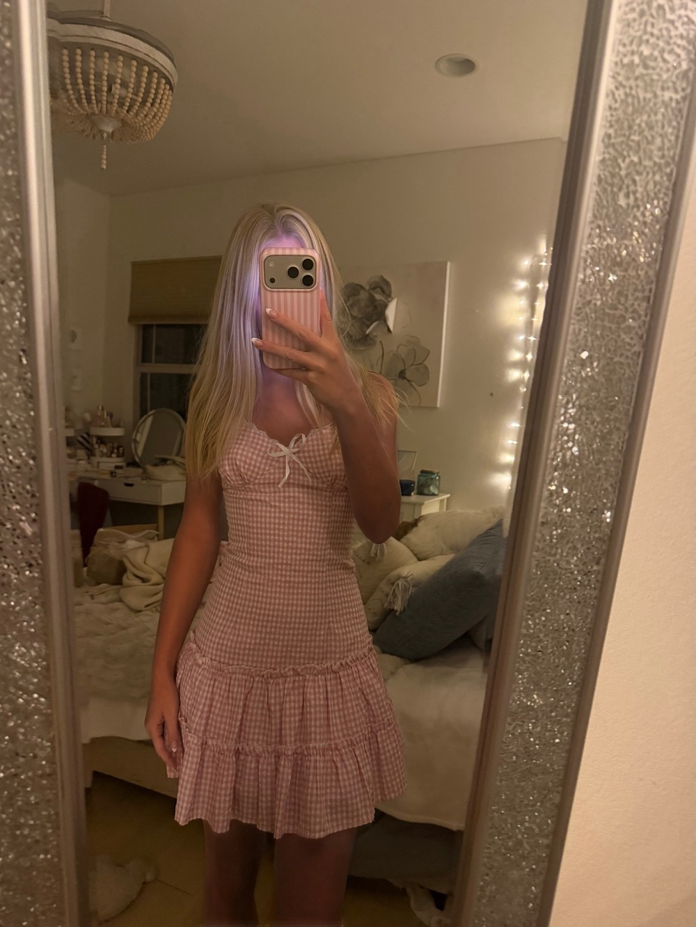 Isabelle’s Cabinet Pink Gingham Tie-Front Mini Dress